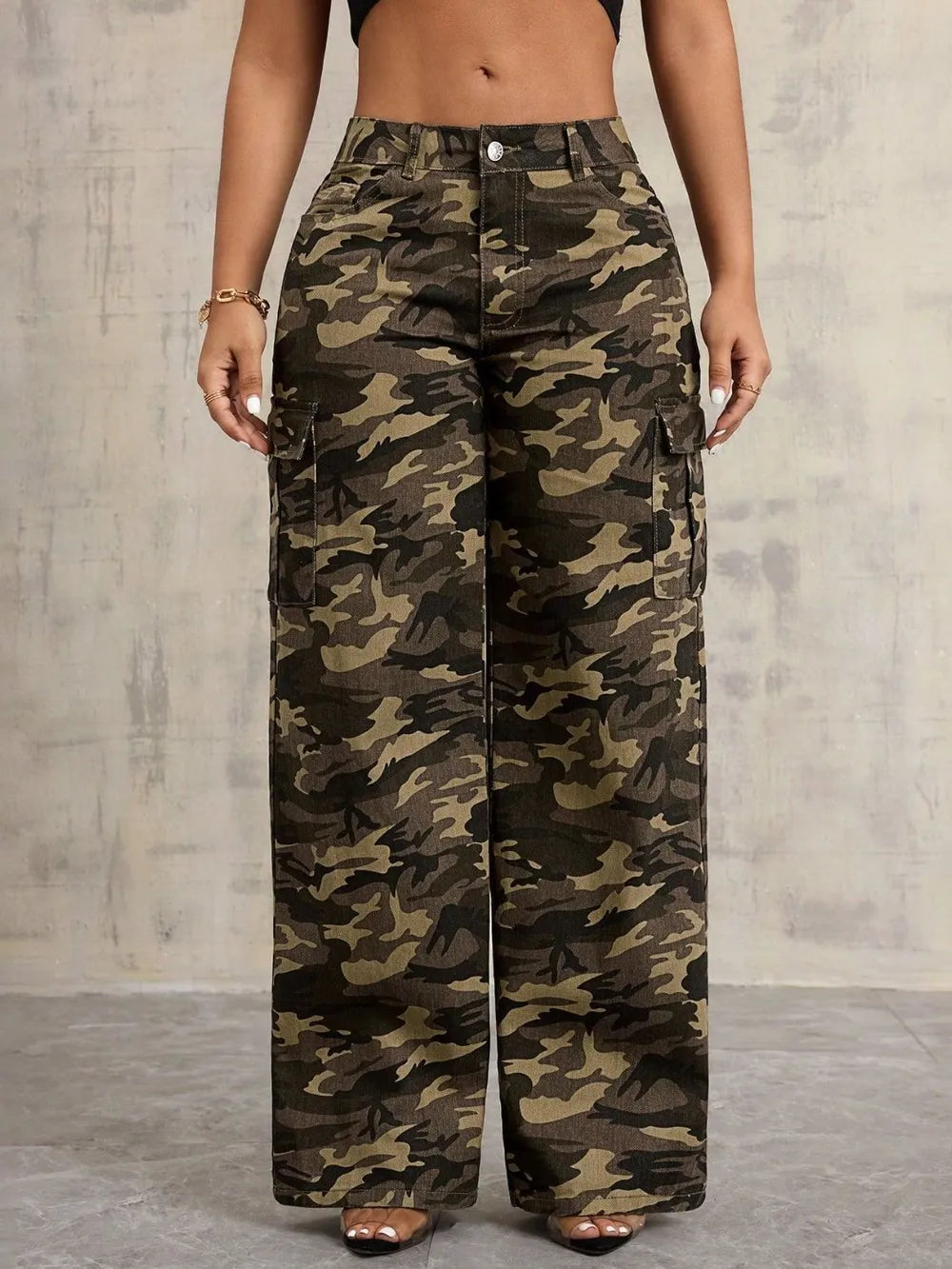 Camo Wide-Leg Jeans