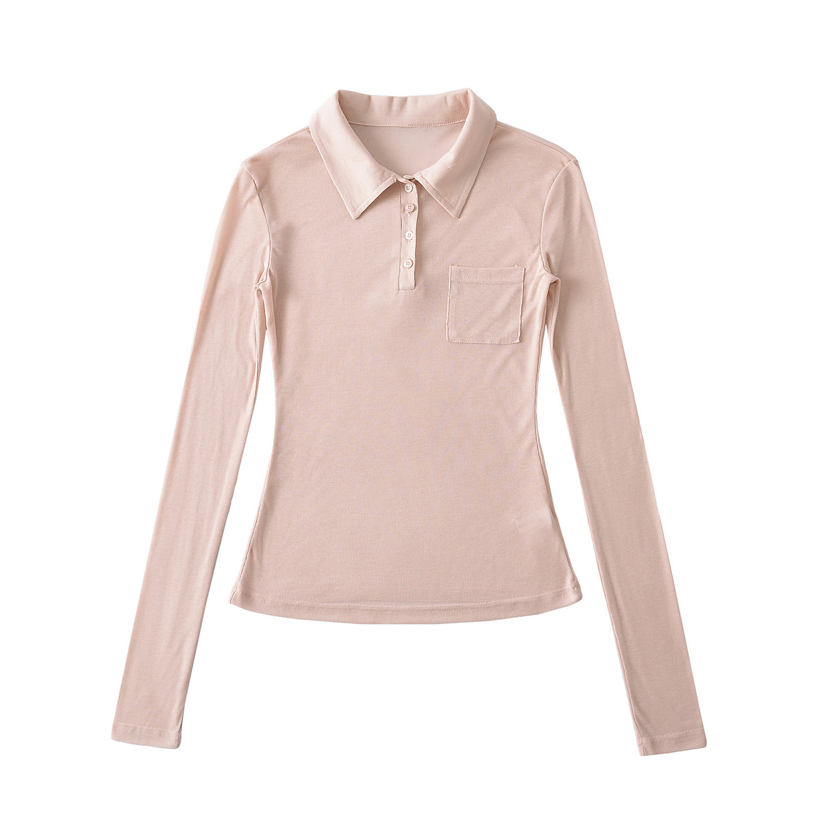 Fitted Long-Sleeve Polo Top