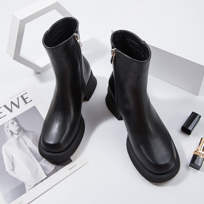 Women’s Round-Toe Chunky-Sole Chelsea Boots