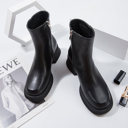 Women’s Round-Toe Chunky-Sole Chelsea Boots