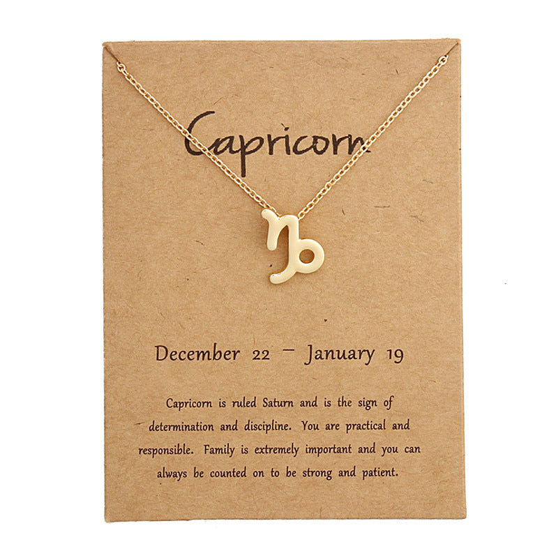 Zodiac Simple Gold Alloy Pendant Necklace