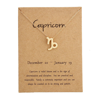Zodiac Simple Gold Alloy Pendant Necklace