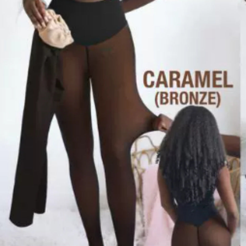 Fleece-Lined Sheer-Look Footed Tights