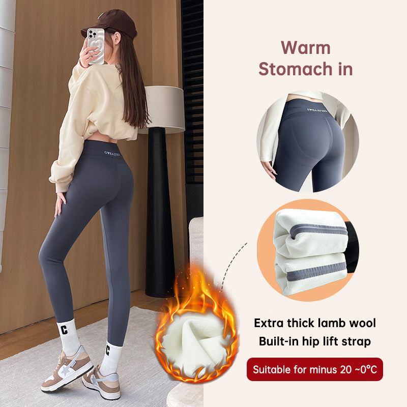 Fleece Thickened Leggings Winter -20 To 5 Shark Pants For Women High Waist Tight Skinny Tummy Control Buttocks Slimming Yoga Pan