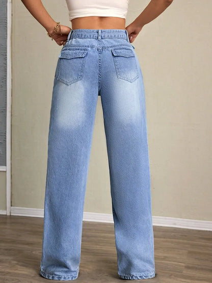 Washed High-Waist Jeans
