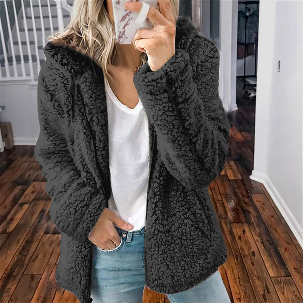 Hooded Faux-Fur Zip Coat