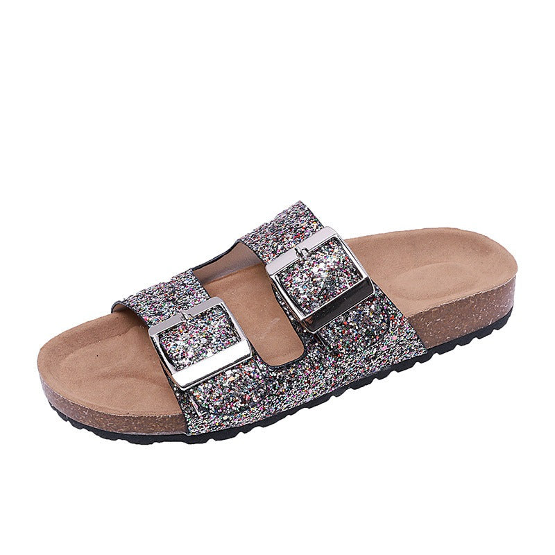 Women’s Leopard-Print Buckle Slippers