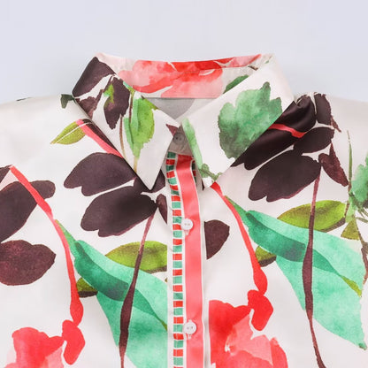 Red Floral Collared Shirt