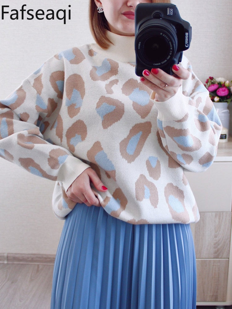 Leopard Turtleneck Sweater