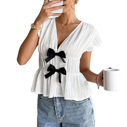 Bow Detail Ruffle Blouse