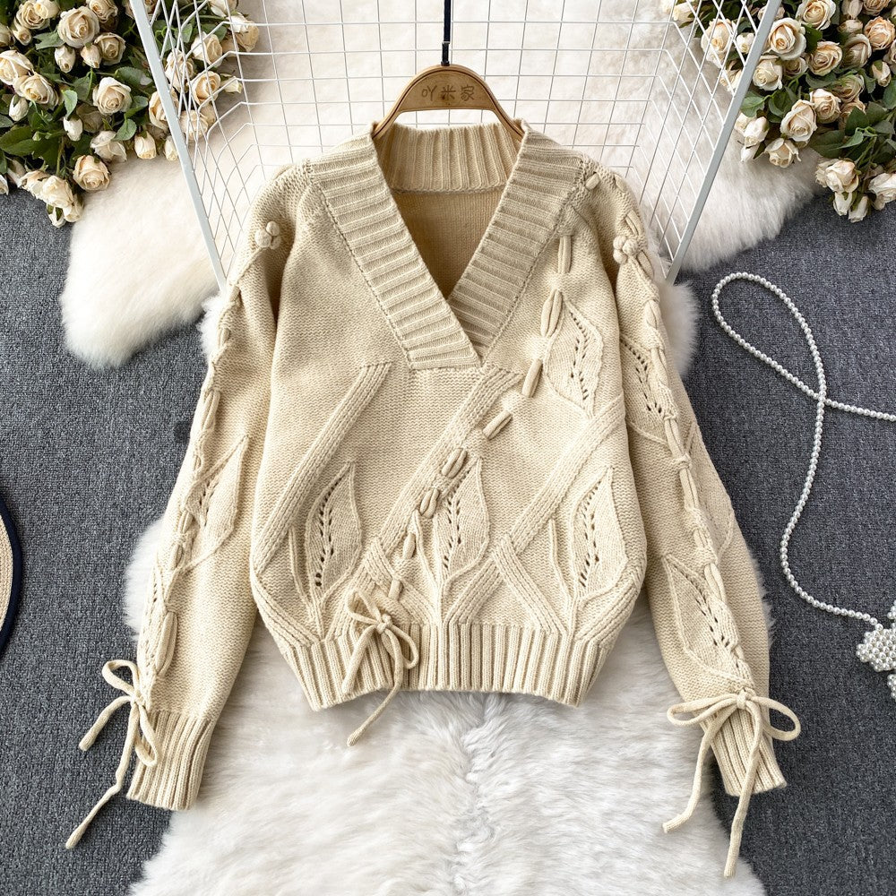 Oversized V-Neck Knit Sweater