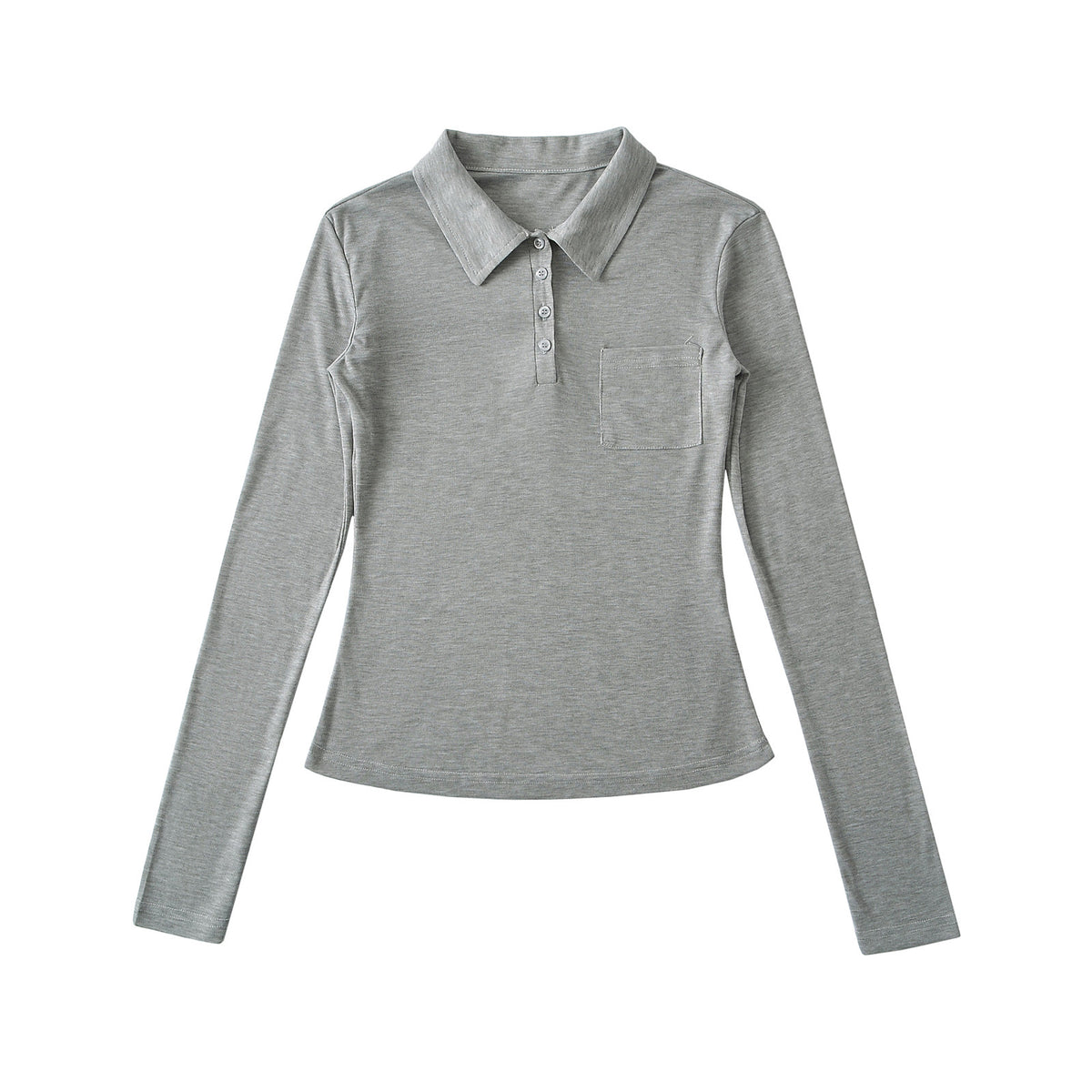Fitted Long-Sleeve Polo Top
