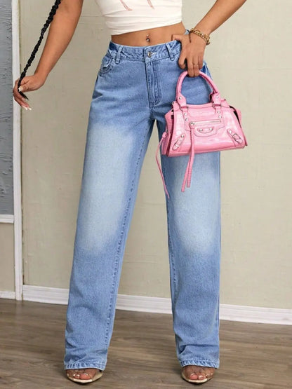 Washed High-Waist Jeans