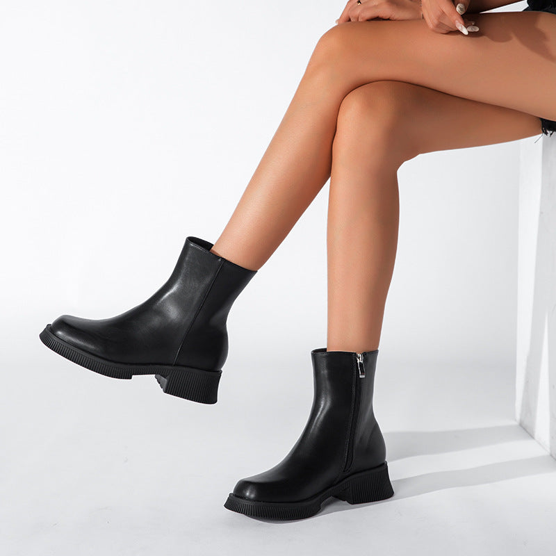 Women’s Round-Toe Chunky-Sole Chelsea Boots