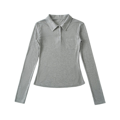 Fitted Long-Sleeve Polo Top