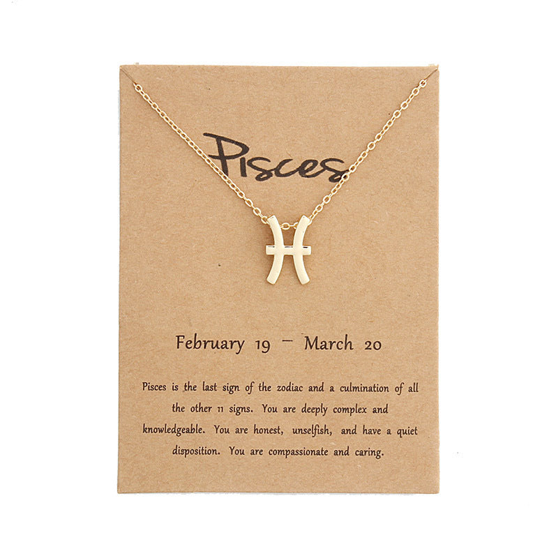 Zodiac Simple Gold Alloy Pendant Necklace