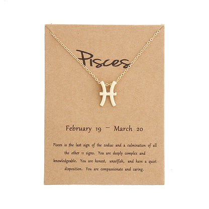 Zodiac Simple Gold Alloy Pendant Necklace