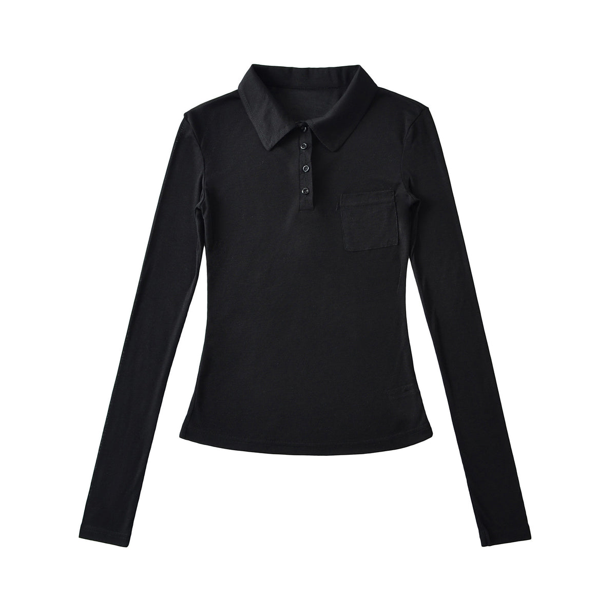 Fitted Long-Sleeve Polo Top