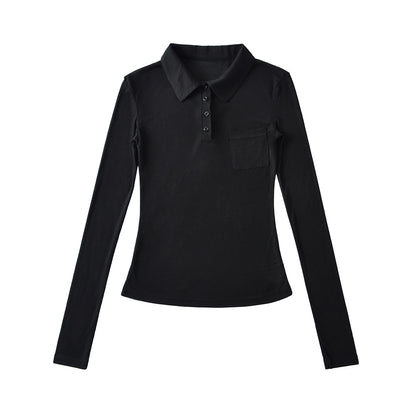 Fitted Long-Sleeve Polo Top