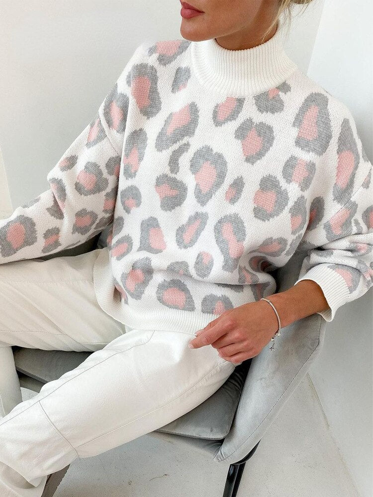 Leopard Turtleneck Sweater
