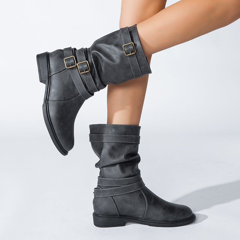 Women’s Low-Heel Motorcycle Ankle Boots