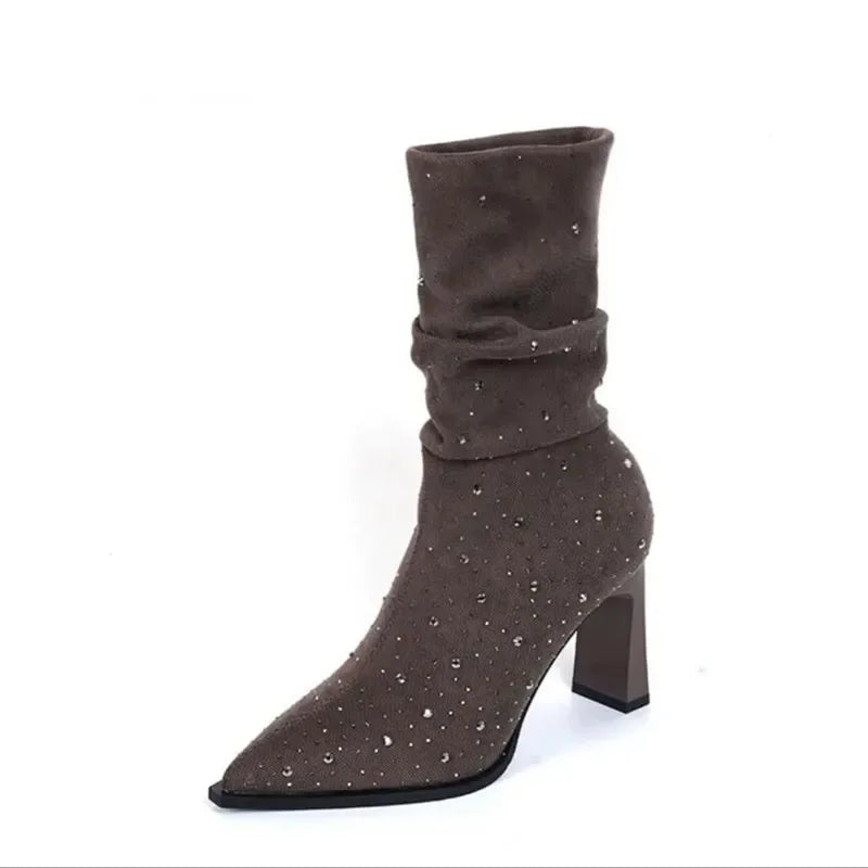 Women’s Pointed-Toe High-Heel Mid-Calf Boots