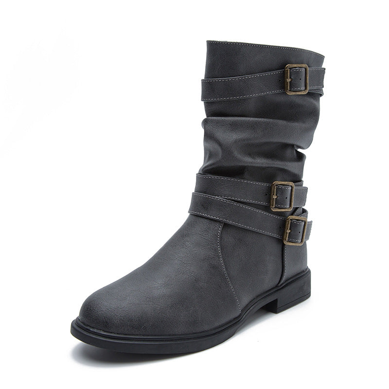 Women’s Low-Heel Motorcycle Ankle Boots