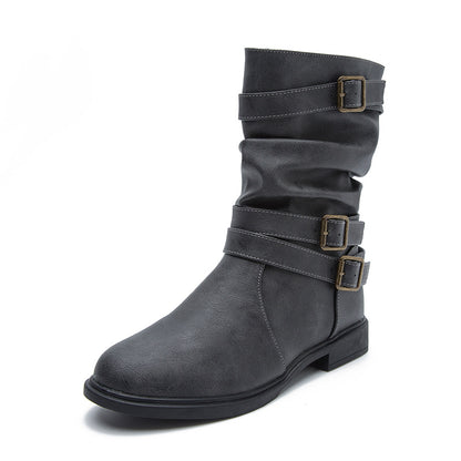 Women’s Low-Heel Motorcycle Ankle Boots