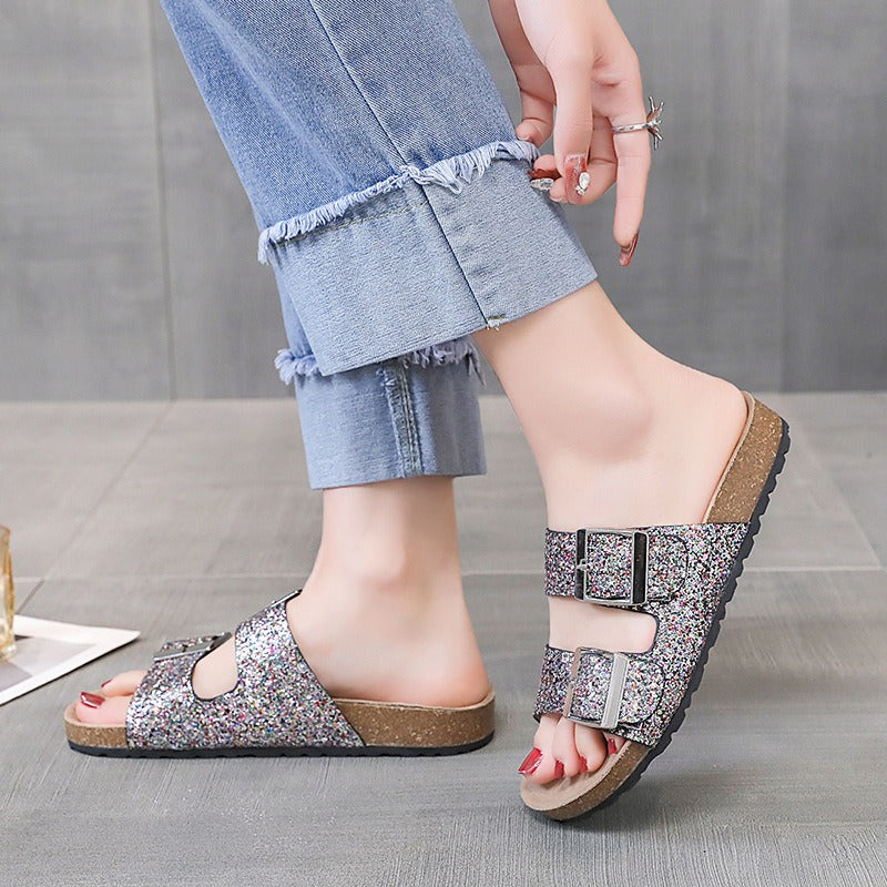 Women’s Leopard-Print Buckle Slippers