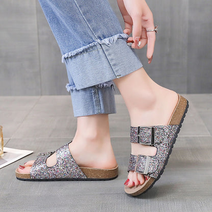 Women’s Leopard-Print Buckle Slippers