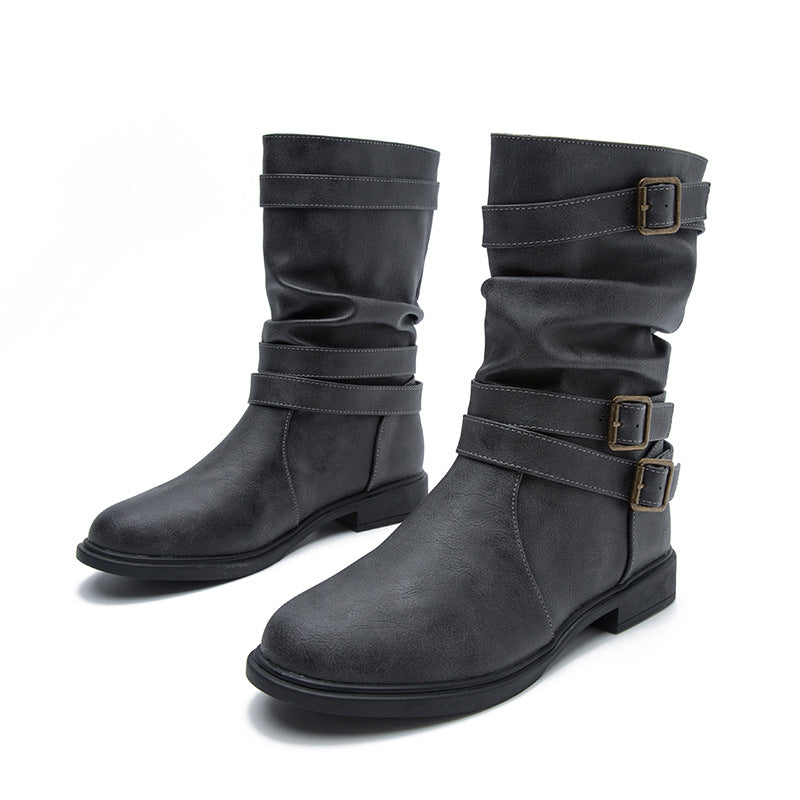 Women’s Low-Heel Motorcycle Ankle Boots