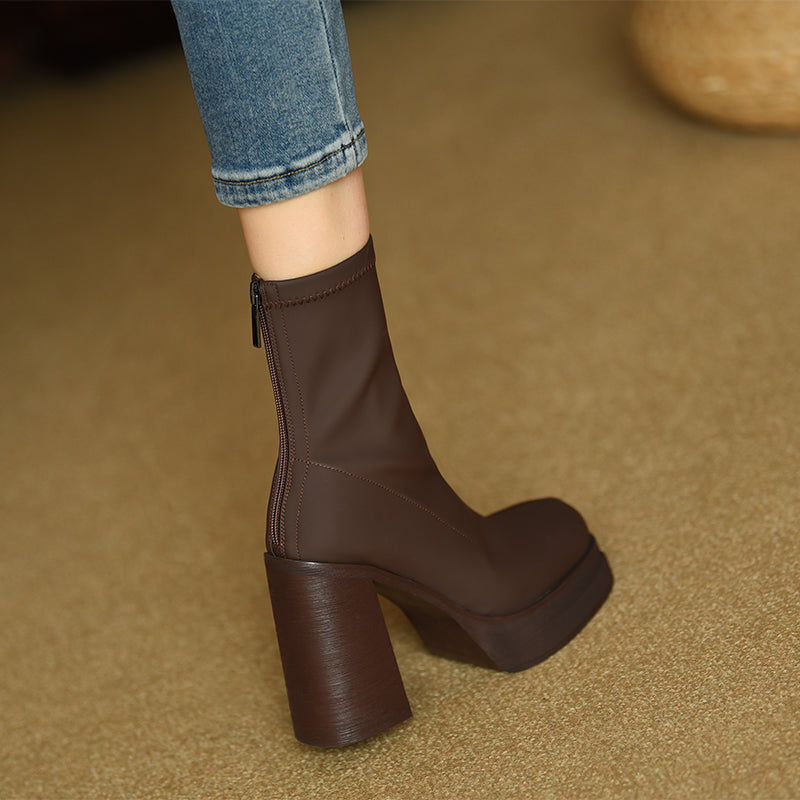 Women’s Square-Toe Platform Ankle Boots