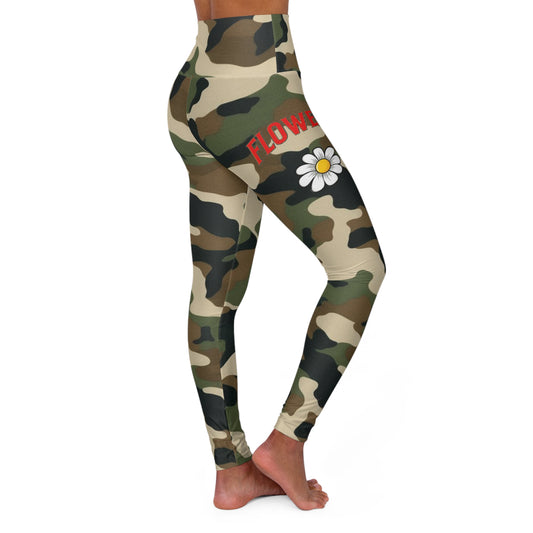 High Waisted Yoga Leggings With Flowerz logo.