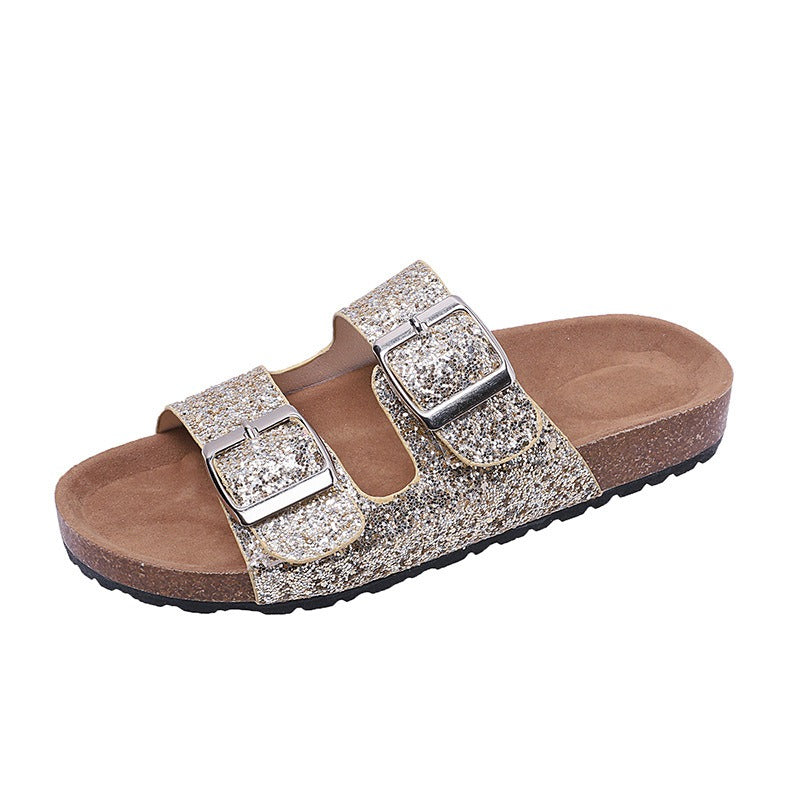 Women’s Leopard-Print Buckle Slippers