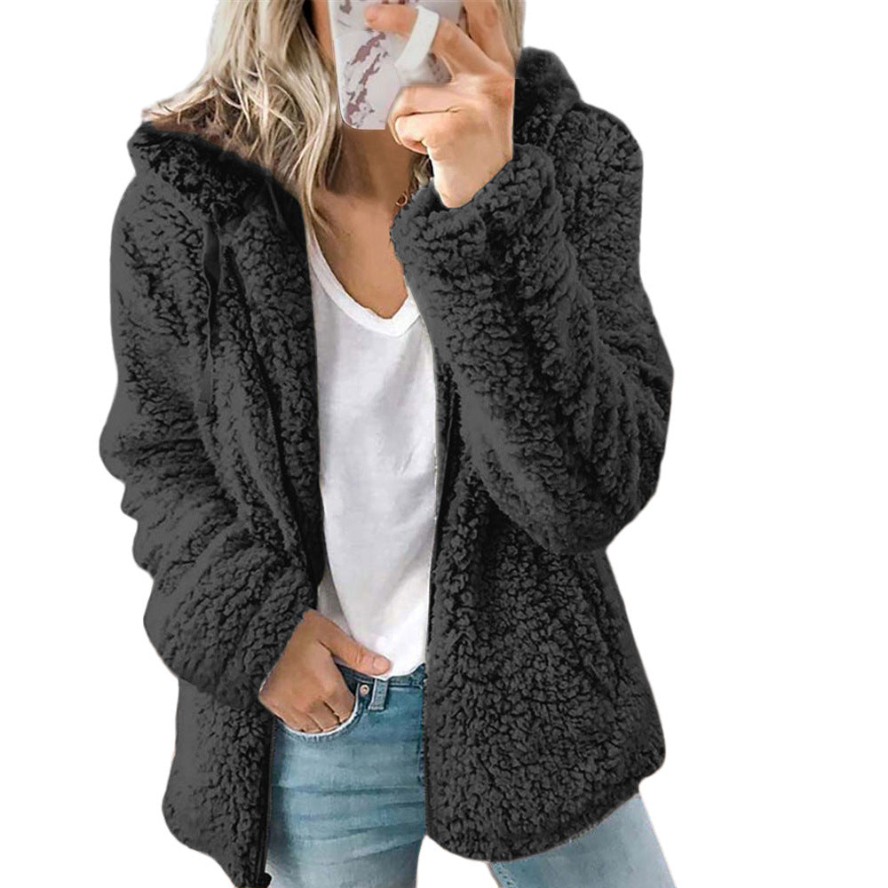 Hooded Faux-Fur Zip Coat