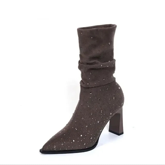 Women’s Pointed-Toe High-Heel Mid-Calf Boots