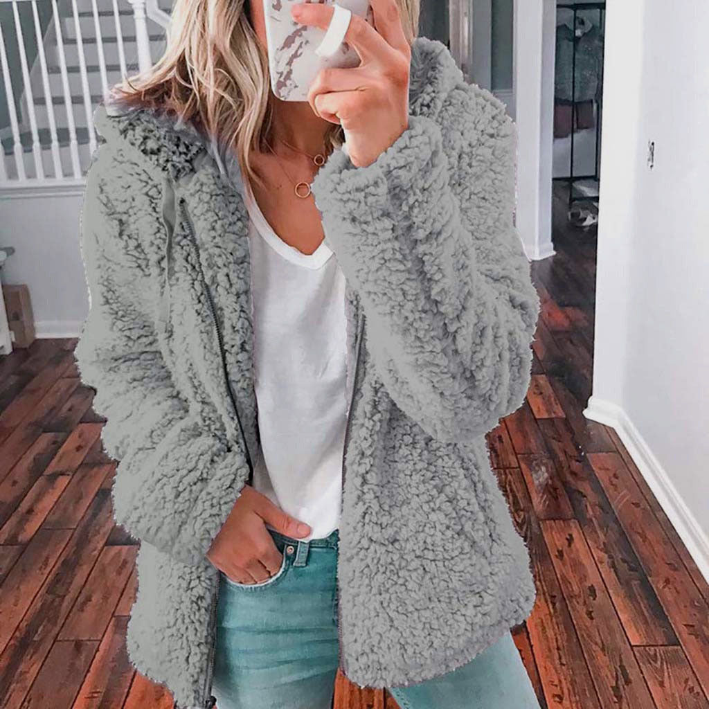 Hooded Faux-Fur Zip Coat