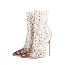 Women’s Croc-Effect Stiletto Ankle Boots