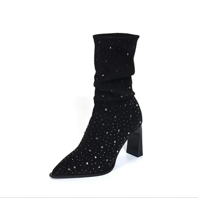 Women’s Pointed-Toe High-Heel Mid-Calf Boots