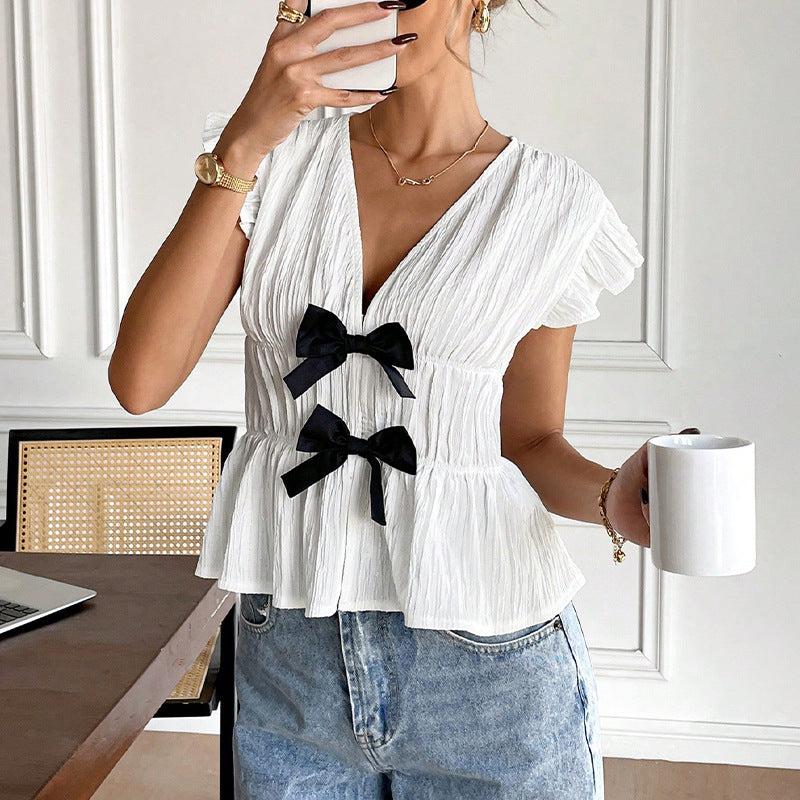 Bow Detail Ruffle Blouse