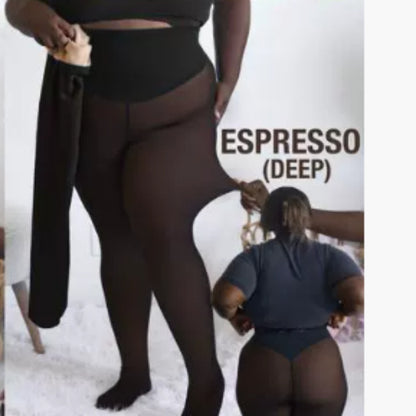 Fleece-Lined Sheer-Look Footed Tights