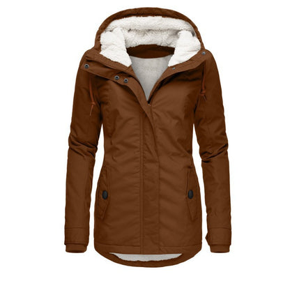 Women's long-sleeved fleece-lined zip-up jacket