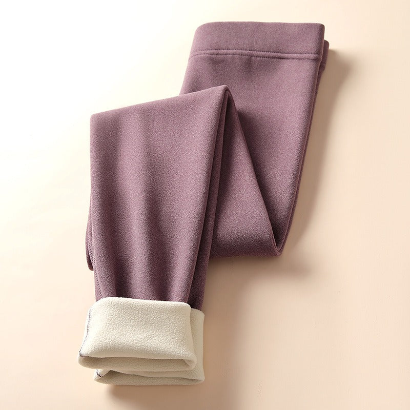 Autumn DE Velvet Leggings Women's Winter Lamb Fleece Thickened Warm Pants High Stretch Self-Heating Thermal Leggings