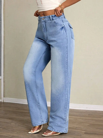 Washed High-Waist Jeans