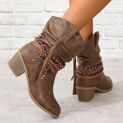 Women’s Slouchy Tassel Mid-Calf Boots