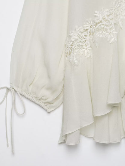 Tie-Front Lace Blouse