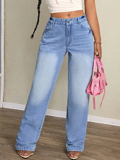 Washed High-Waist Jeans