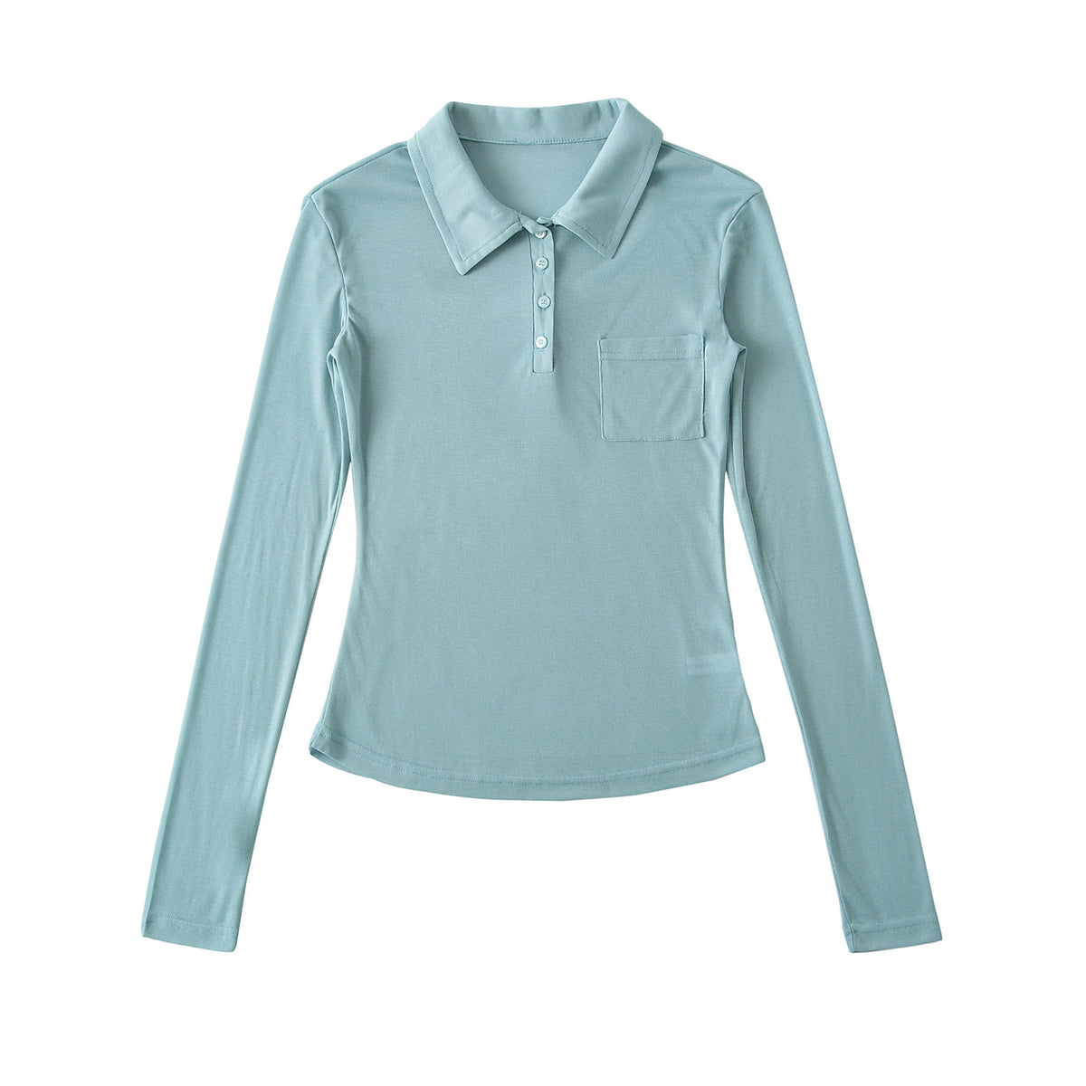 Fitted Long-Sleeve Polo Top
