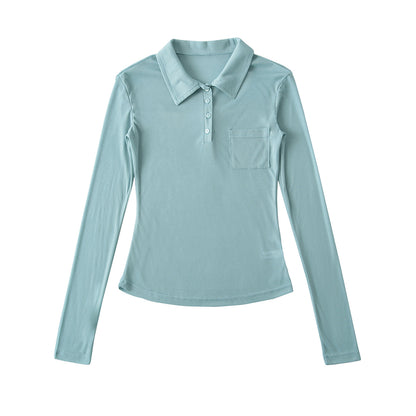 Fitted Long-Sleeve Polo Top