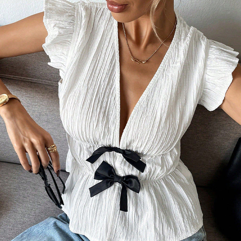 Bow Detail Ruffle Blouse